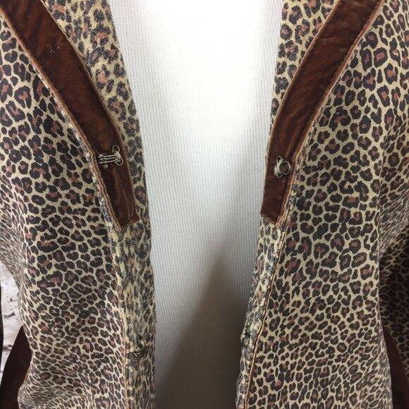 Vakko Suede Jacket Size M Women Animal Print Lined Smoking Brown Velvet - Picture 9 of 11
